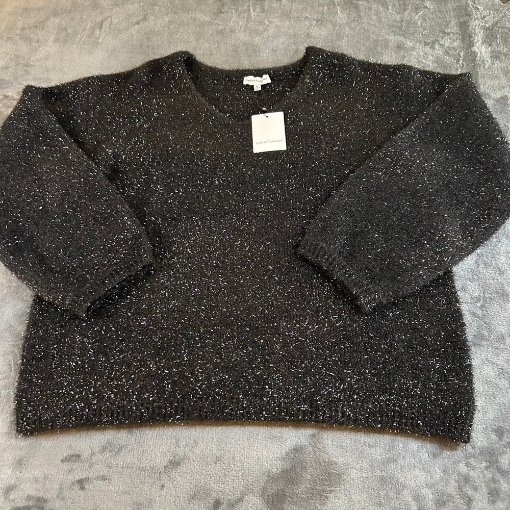 Gibson & Latimer Sparkle Sweater V-Neck Long‎ Sleeve Pullover Womens Extra Large